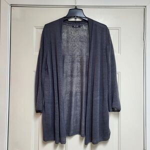 Nic+Zoe, Featherweight Linen Blend Gray Cardigan, Petite Large